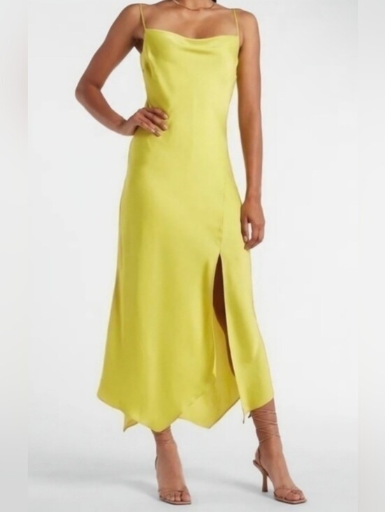 Express Dresses & Skirts - Express Lemon Yellow Satin Maxi Dress